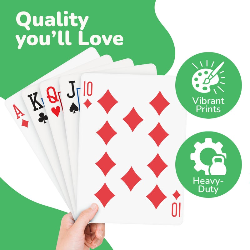 Gamie Giant Poker Jumbo Playing Cards - 10.5 Inches X 14.5 Inches - Extra Large Playing Cards Set with 2 Jokers - Huge Casino Game Cards for Kids and Adults - Oversize Poker Party Decorations - 1 Pack - Image 4